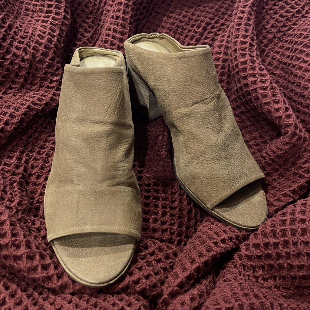 Leather Peep-Toe Mules (Ankle Boots)